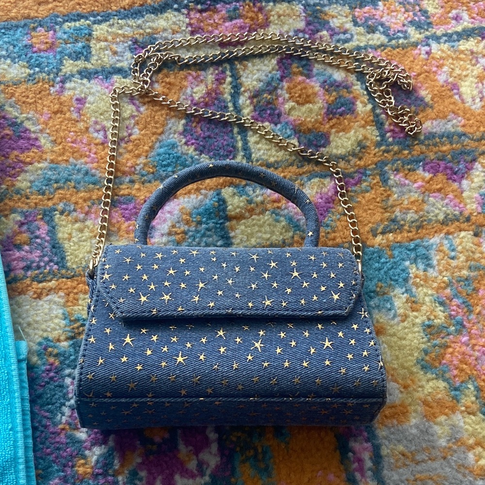 Starry Blue denim Handbag crossbody with chain